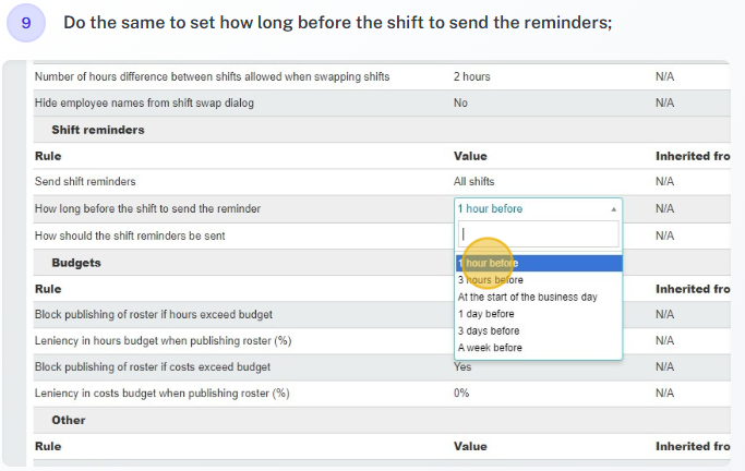 Reminder delivery method settings
