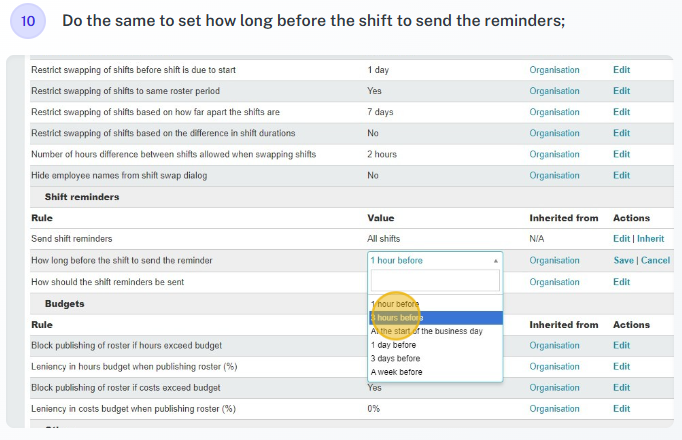 User reminder summary view