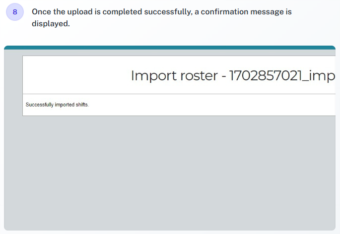 Import roster shift example 9