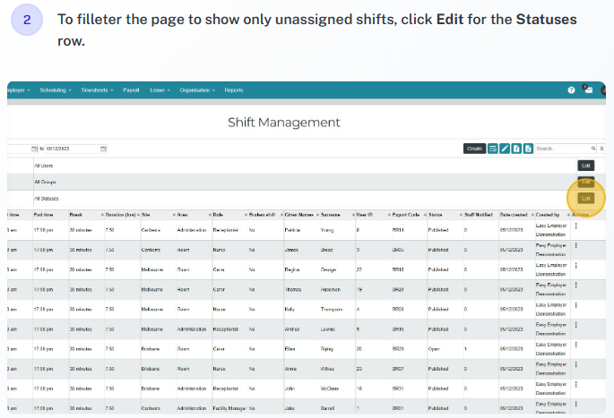 Open shift management