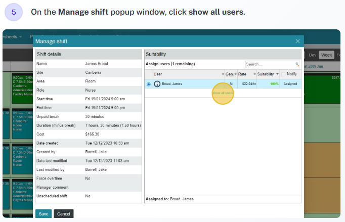 Notification to employee