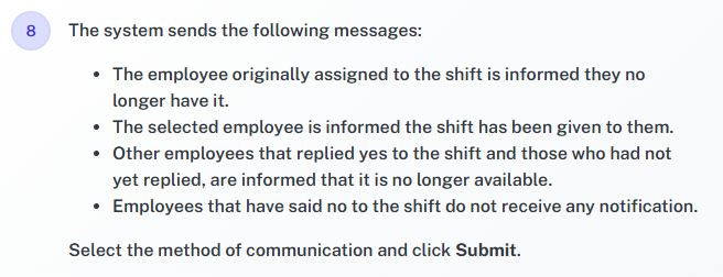 Shift assigned successfully