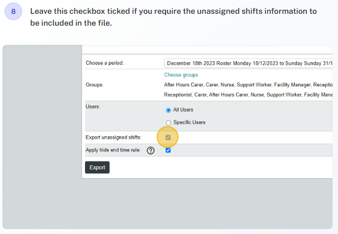 Export through Import/Export example 9