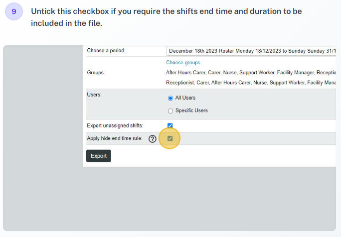 Export through Import/Export example 10