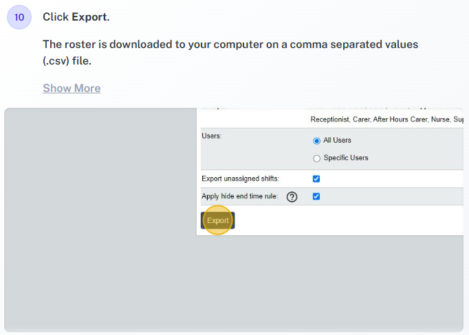 Export through Import/Export example 11