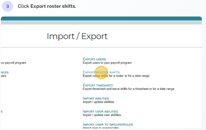 Export through Import/Export example 3