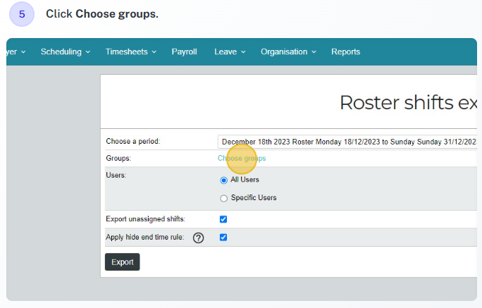 Export through Import/Export example 5