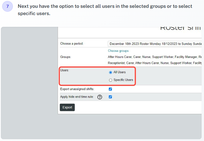 Export through Import/Export example 7