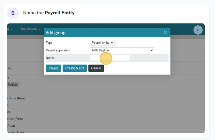 Example of payroll application assigned to entity