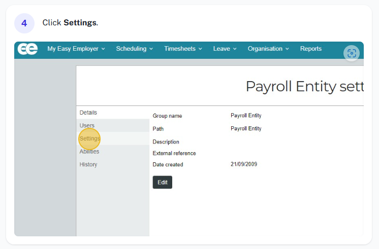 Payroll application confirmation screen