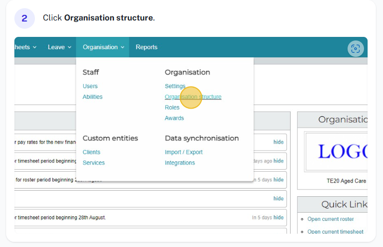 Example payroll application settings