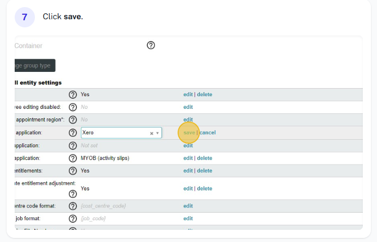 Payroll application final setup screen