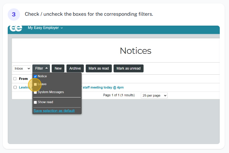 Notice filter interface example 3