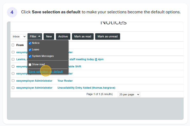 Notice filter interface example 4