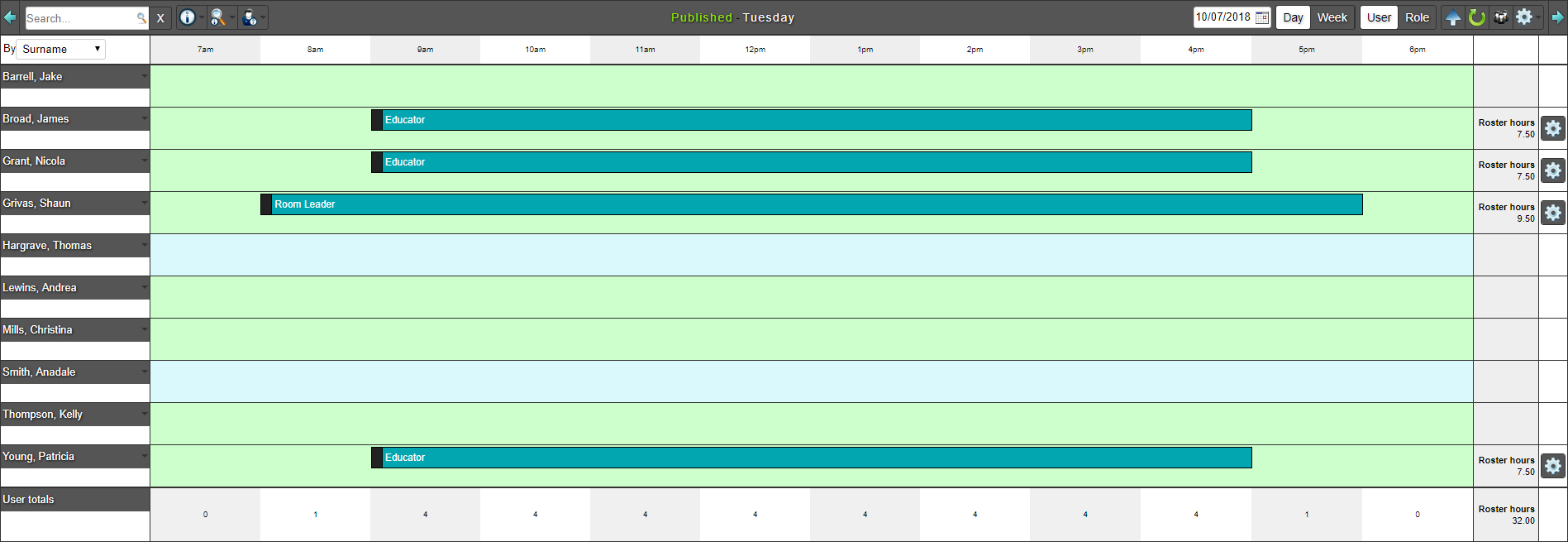 Roster - the roster day view – easyemployer support