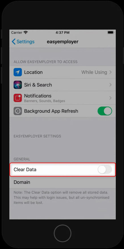 Toggle clear data