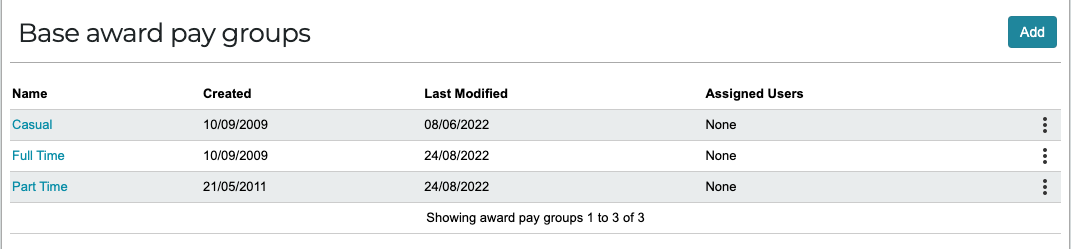 Pay group selection screenshot