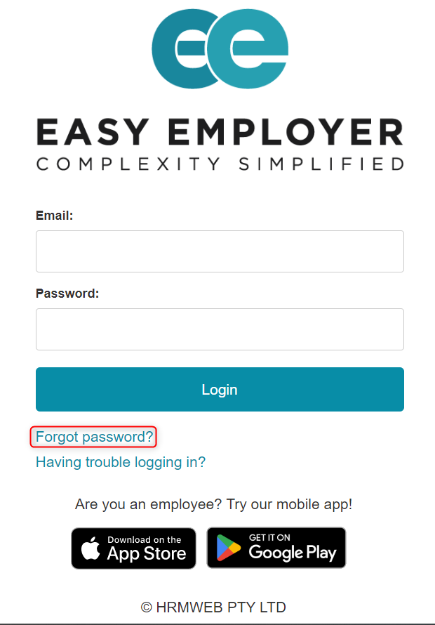 Forgot password screenshot