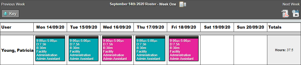 Roster view showing opened shifts