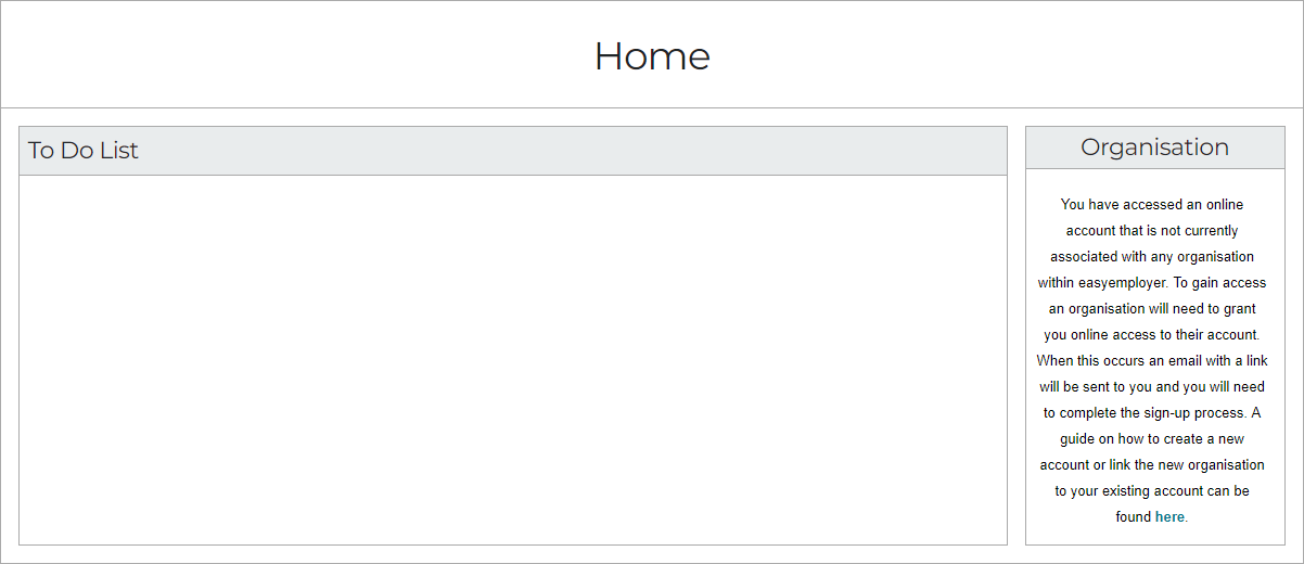 No organisation screenshot