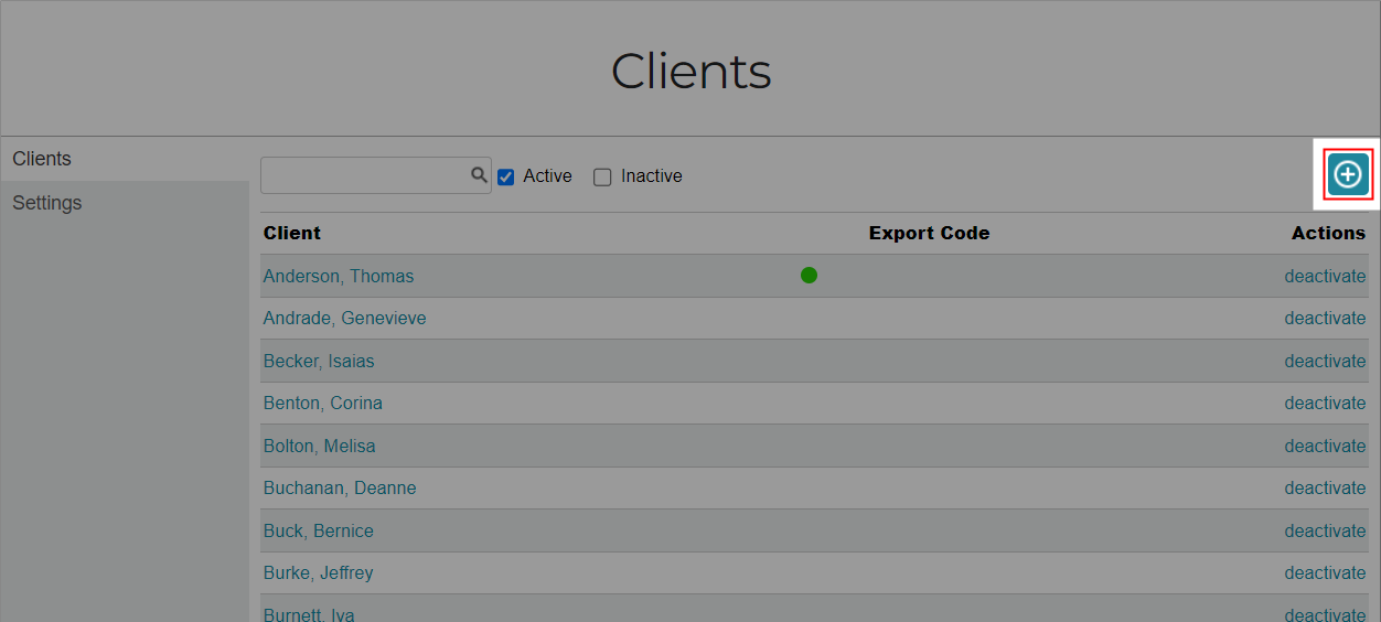 Add new client button