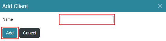 Client name input field