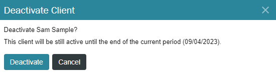Deactivate confirmation popup