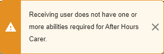 Warning shown when dragging shift