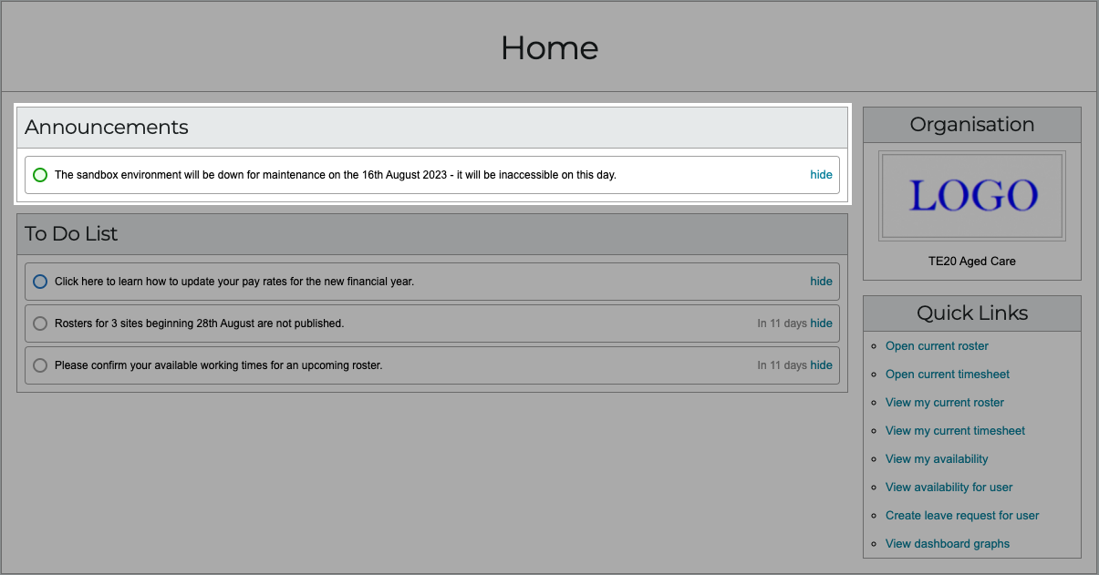 Home Announcements highlight